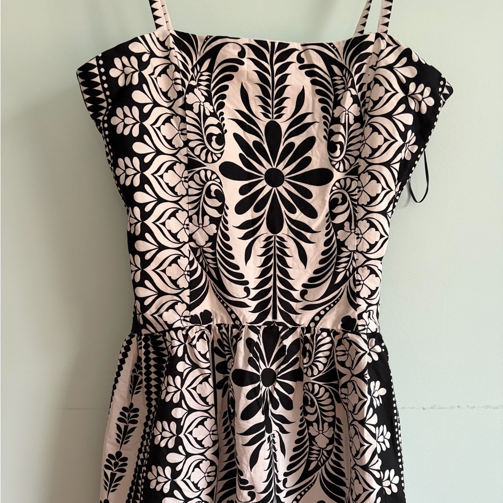 Francesca's Collections Black and Cream Floral Mini Dress